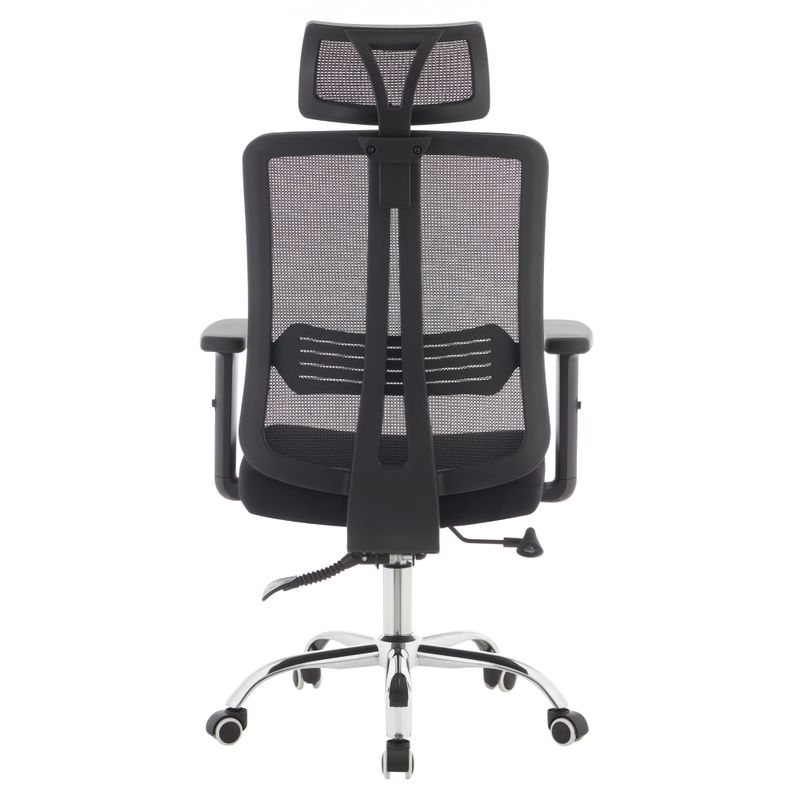 Ergonomické kancelárske kreslo čierne so sieťovinou a chrómovou podstavou