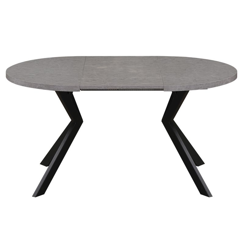 Okrúhly jedálenský rozkladací stôl, 100cm, betón svetlý, čierny