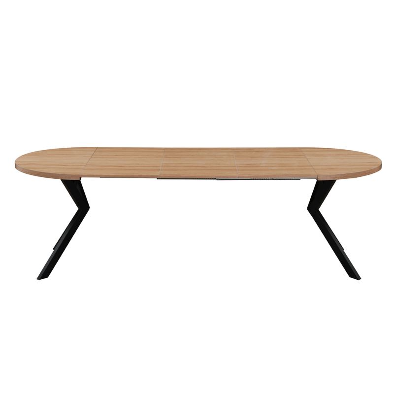 Okrúhly jedálenský rozkladací stôl, 100cm, dub svetlý, čierny