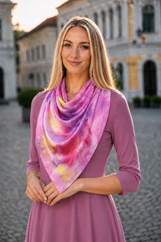 Hodvábna šatka LIMITED_304, 90x90cm, Vyrobená na Slovensku
