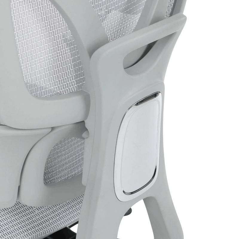 Ergonomická kancelárska stolička, sivá, sieťované operadlo a 5D podrúčky