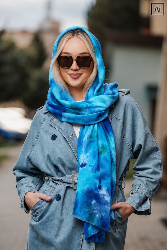 Luxusný zimný šál z merino vlny LIMITED_079– ručne farbený originál