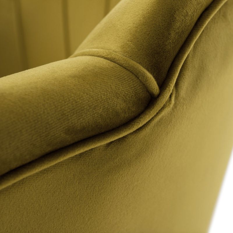 Kreslo v štýle Art-deco, horčicová Velvet látka-gold chróm-zlatý