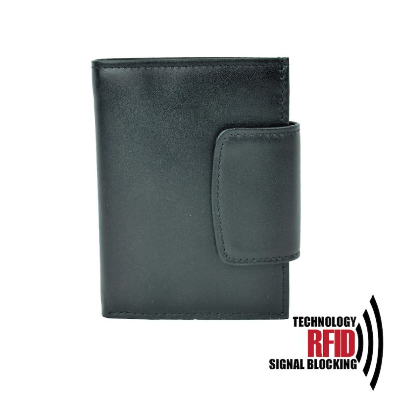 Kožená RFID peňaženka vybavená blokáciou RFID-NFC, čierna farba 8211
