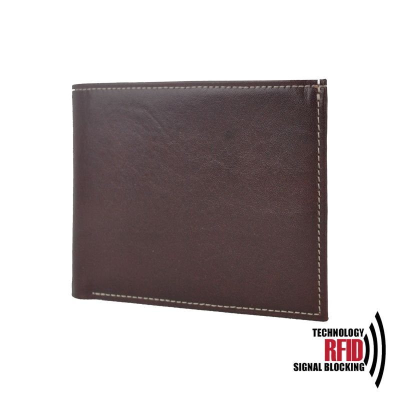 Kožená RFID peňaženka vybavená blokáciou RFID-NFC, tmavo hnedá farba 8406