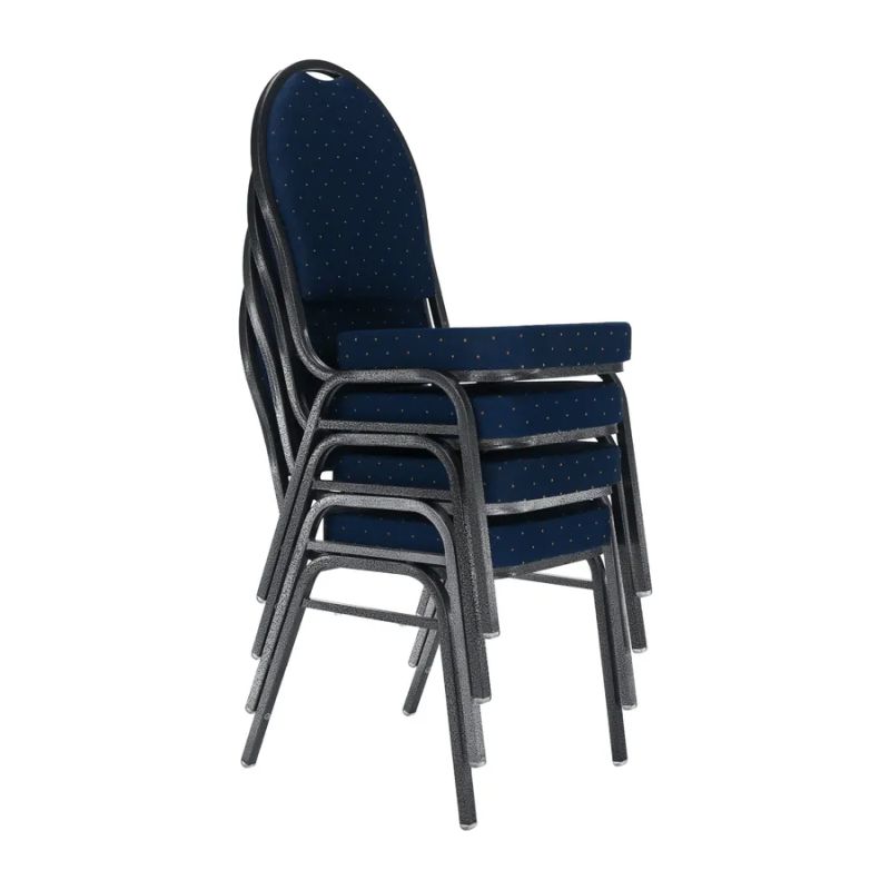 Konferenčná stohovateľná stolička modrá/sivý rám