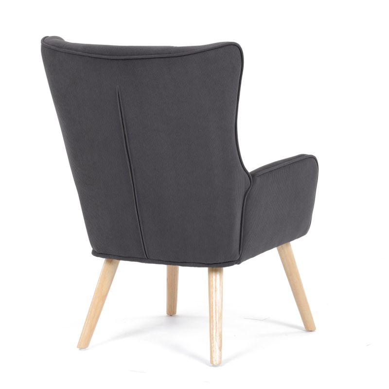 Moderné elegantné kreslo, poťah sivá menčestrová látka
