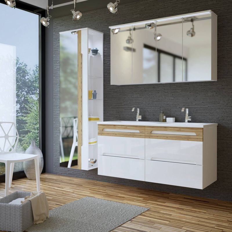 Kúpeľňová skrinka WHITE 840 biela/biely vysoký lesk
