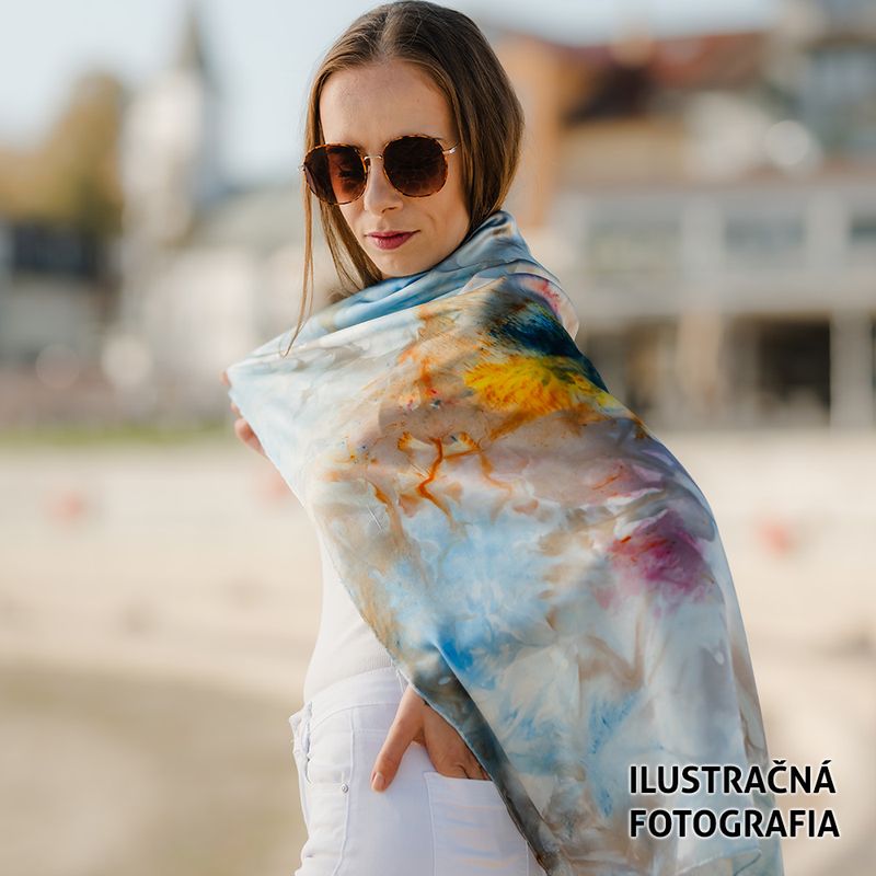 Limitovaná hodvábna šatka LIMITED_216 – 90 x 90 cm, ručne vyrobená na Slovensku