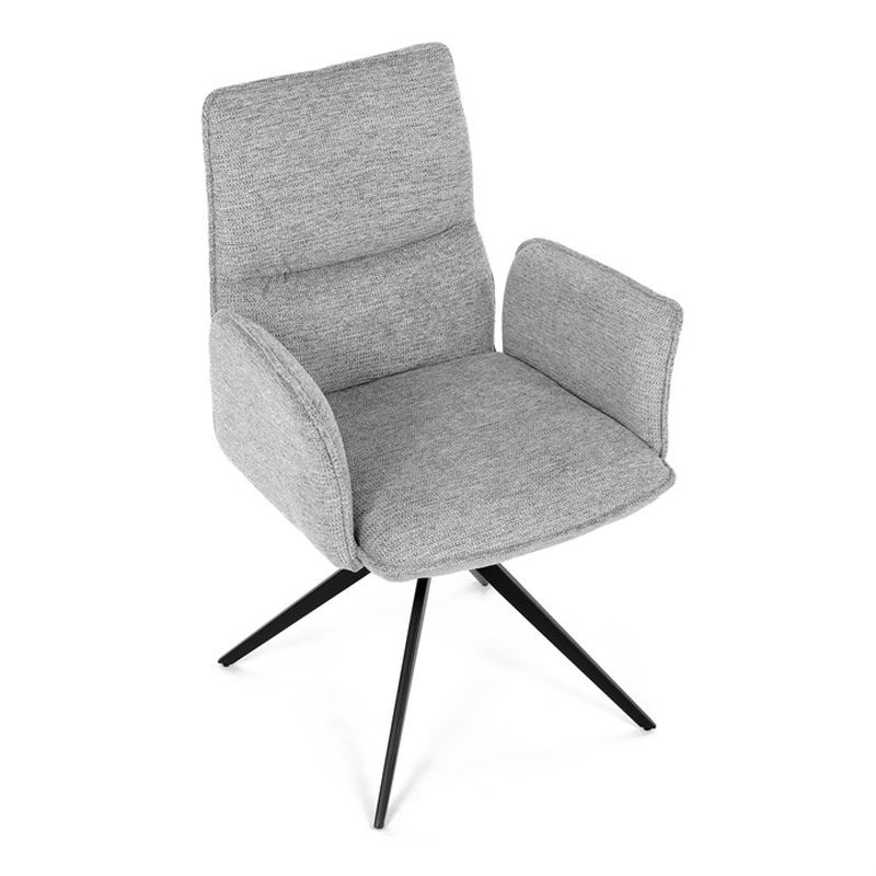 Elegantná jedálenská stolička strieborná látka, 360 ° vratný mechanizmus
