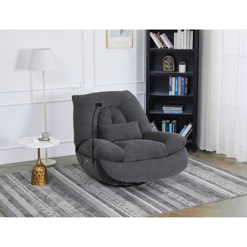TV kreslo s elektrickým polohovaním, zabudované ovládanie, rotácia do 240 stupňov, sivé