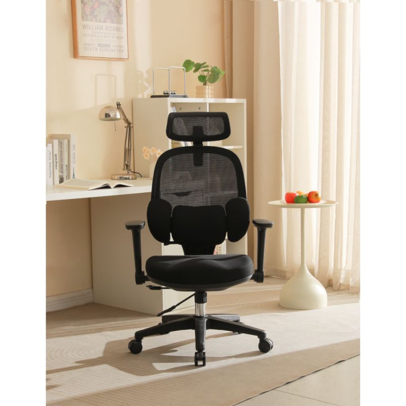 Ergonomické kancelárske kreslo, čierna látka, plast