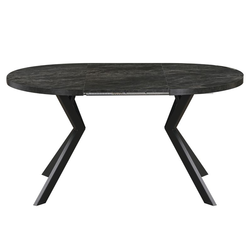 Okrúhly jedálenský rozkladací stôl, 100cm, betón tmavý, čierny