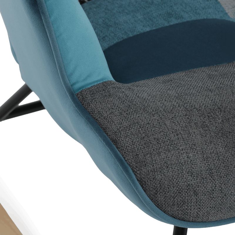 Luxusné hojdacie kreslo, modré s patchwork dizajnom