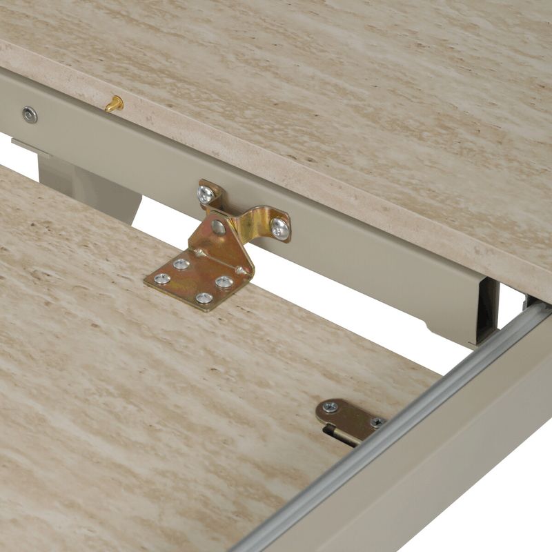 Rozkladací jedálenský stôl, travertin, 120–160cm, s kovovou podnožou