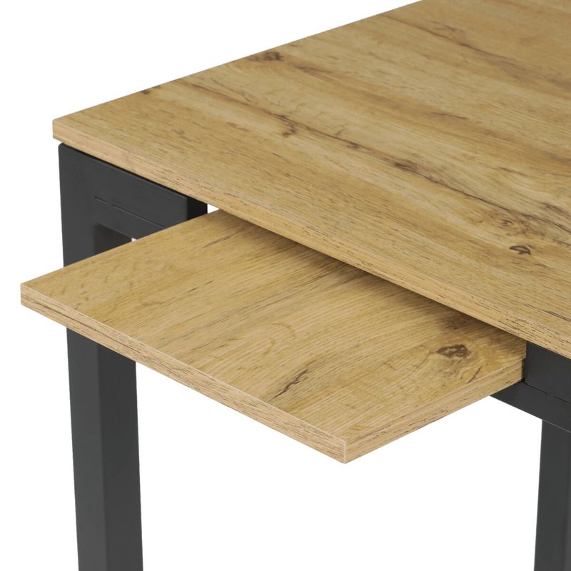 Rozkladací jedálenský stôl, dub, 60–90 cm, s kovovými nohami