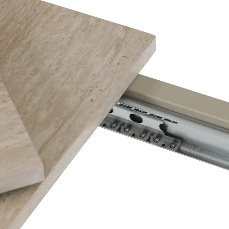Rozkladací jedálenský stôl, travertin, 60–90 cm, s kovovými nohami