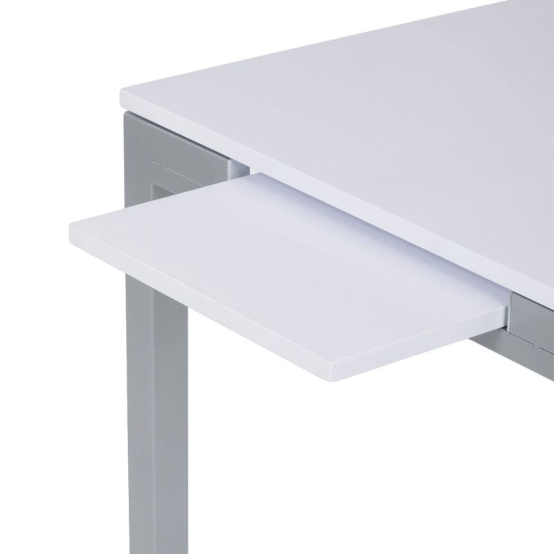 Rozkladací jedálenský stôl, biely, 60–90 cm, s kovovými nohami