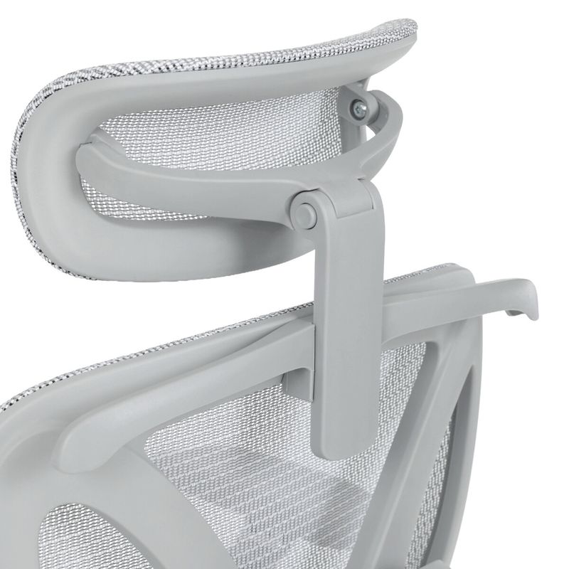 Ergonomická kancelárska stolička, sivá, sieťované operadlo a 5D podrúčky