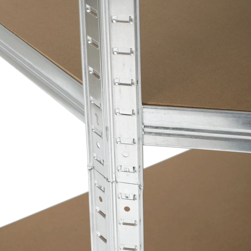 Rohový regál kovový, 75cm, strieborný, s MDF policami