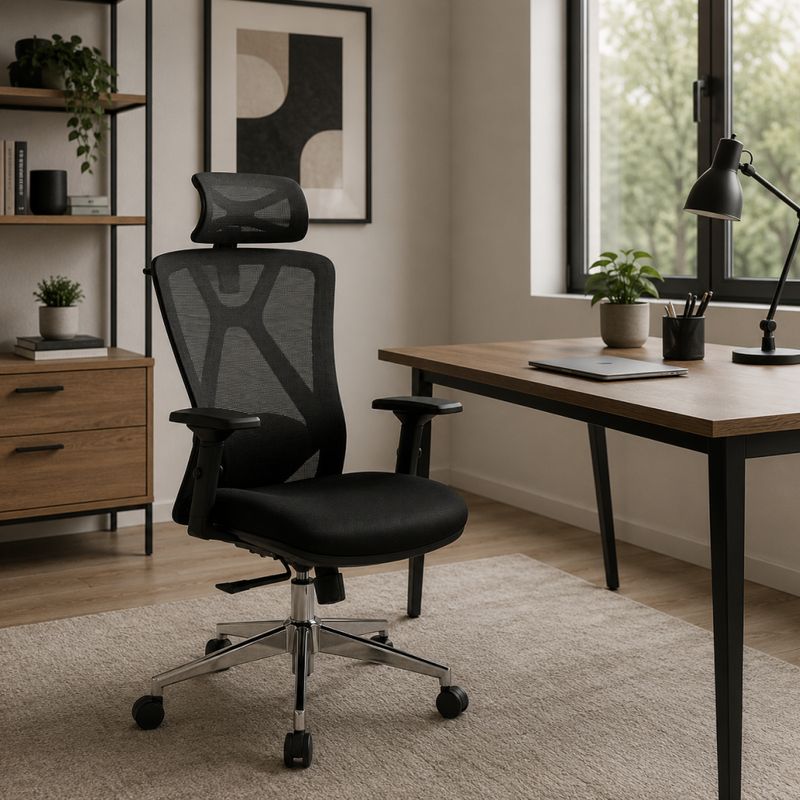 Ergonomické kancelárske kreslo čierne s nosnosťou 200 kg