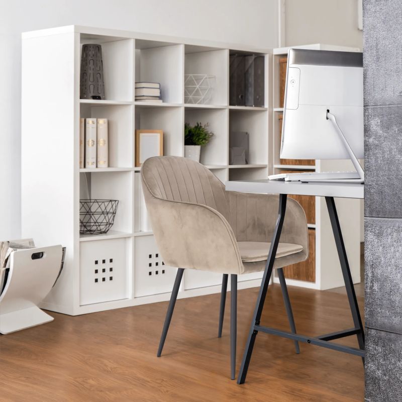 Dekoratívne prešívané dizajnové kreslo, sivohnedá Taupe Velvet látka
