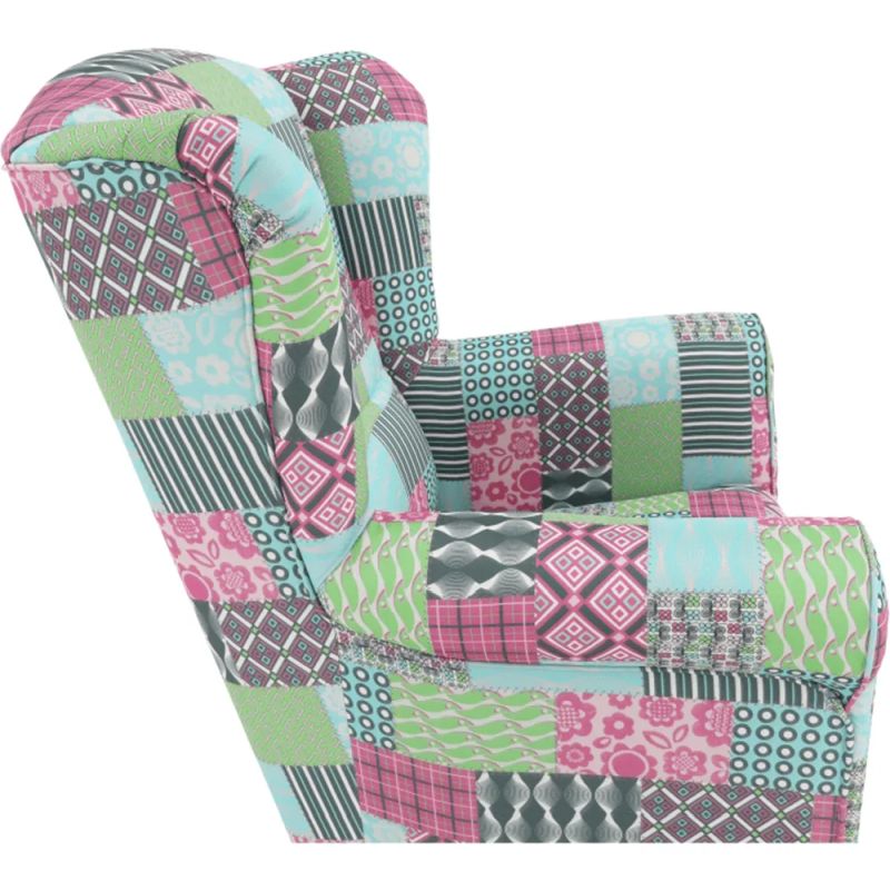Kreslo ušiak, látka patchwork M1