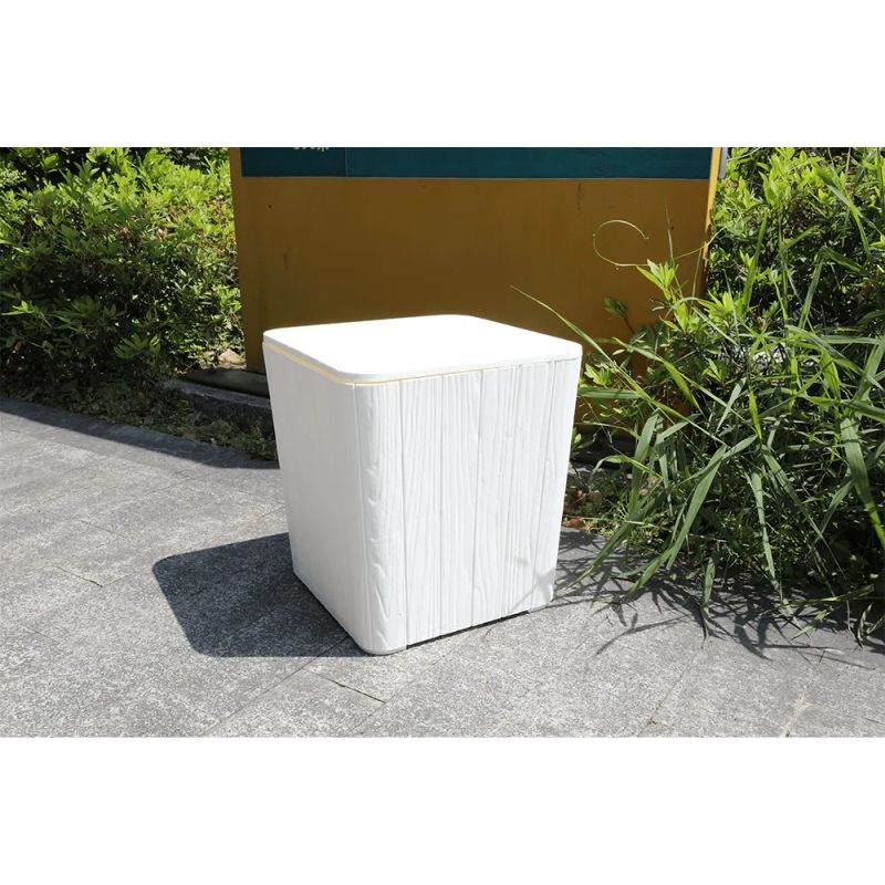 Záhradný úložný box/príručný stolík, biely