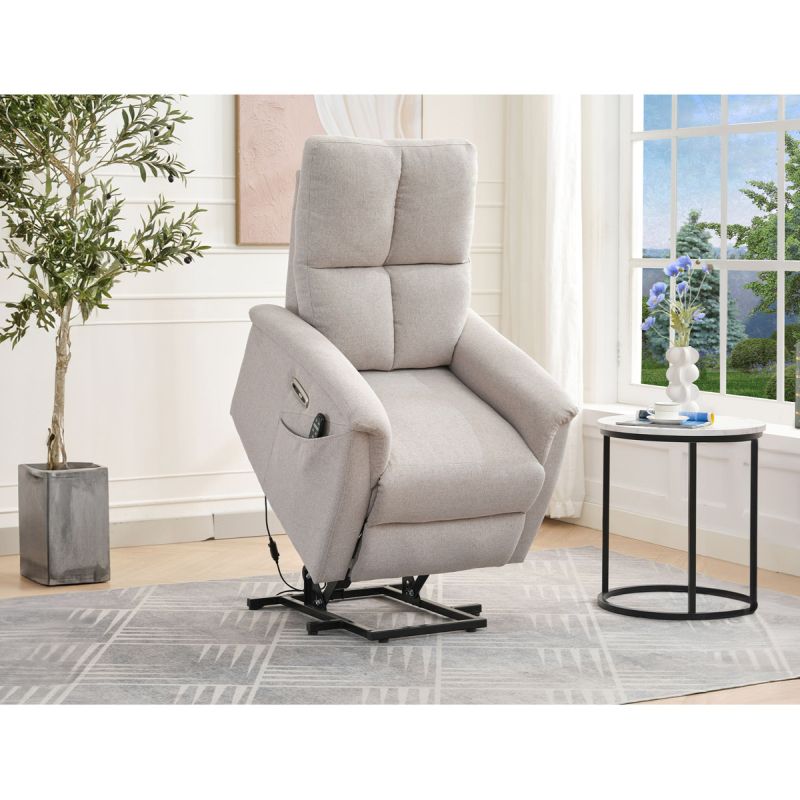 Relaxačné masážne kreslo s ohrevom, krémová látka