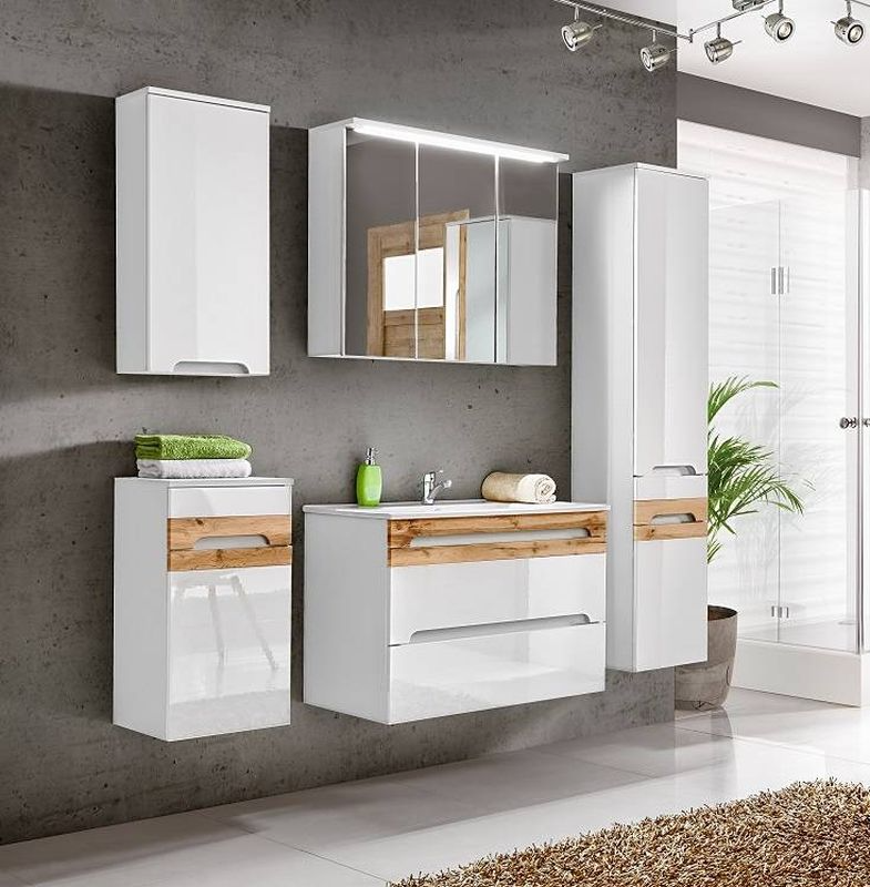 Kúpeľňová skrinka WHITE 822 biela/biely vysoký lesk