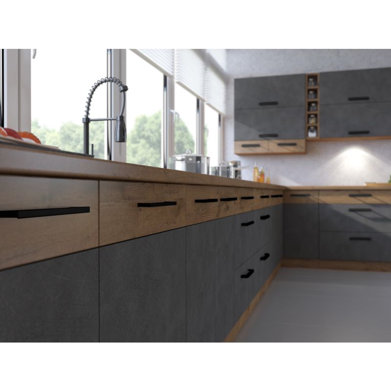Vysoká skrinka, sivá matná/dub lancelot, 60 DKS-210 3S 1F, 1x dvierka a 3x zásuvka