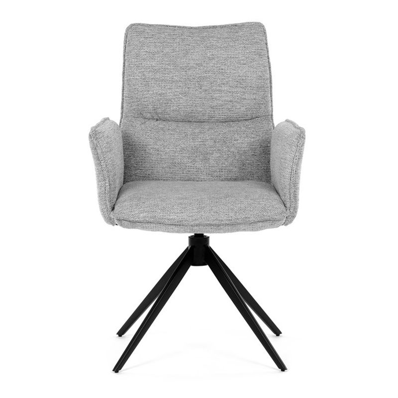 Elegantná jedálenská stolička strieborná látka, 360 ° vratný mechanizmus
