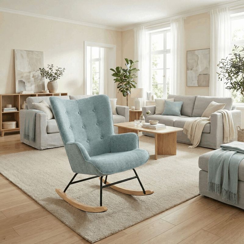 Moderné hojdacie kreslo v elegantnom modrom prevedení
