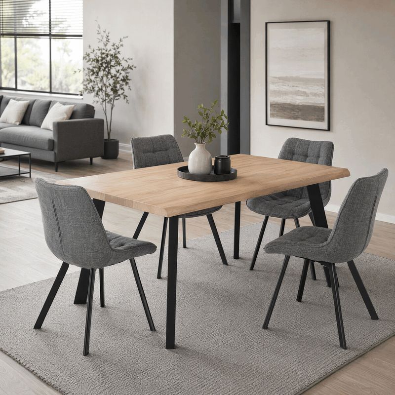 Moderný jedálenský stôl 160 × 90cm, divoký dub s kovovými nohami