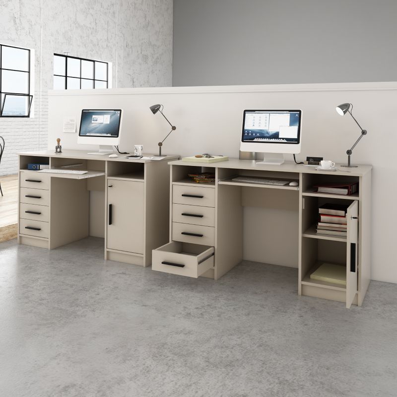 PC stôl so zamykateľnou skrinkou a šuplíkmi, kašmír