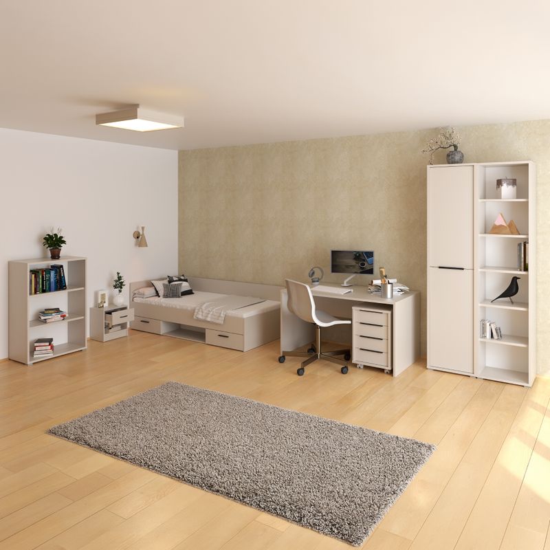 Moderný PC stôl z kvalitnej DTD, kašmír, 140cm