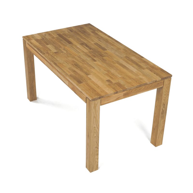 Jedálenský set so 4 stoličkami, 140x80, zelená látka, masív dub
