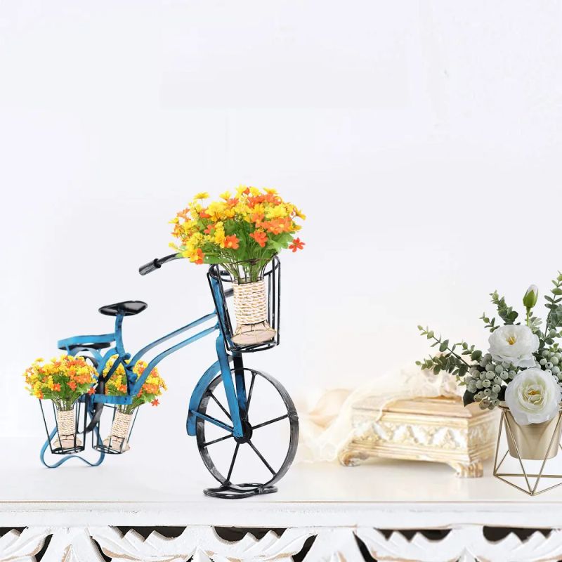 RETRO kvetináč v tvare bicykla, čierna/modrá
