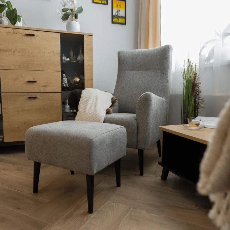 Elegantný taburet, sivá/čierna