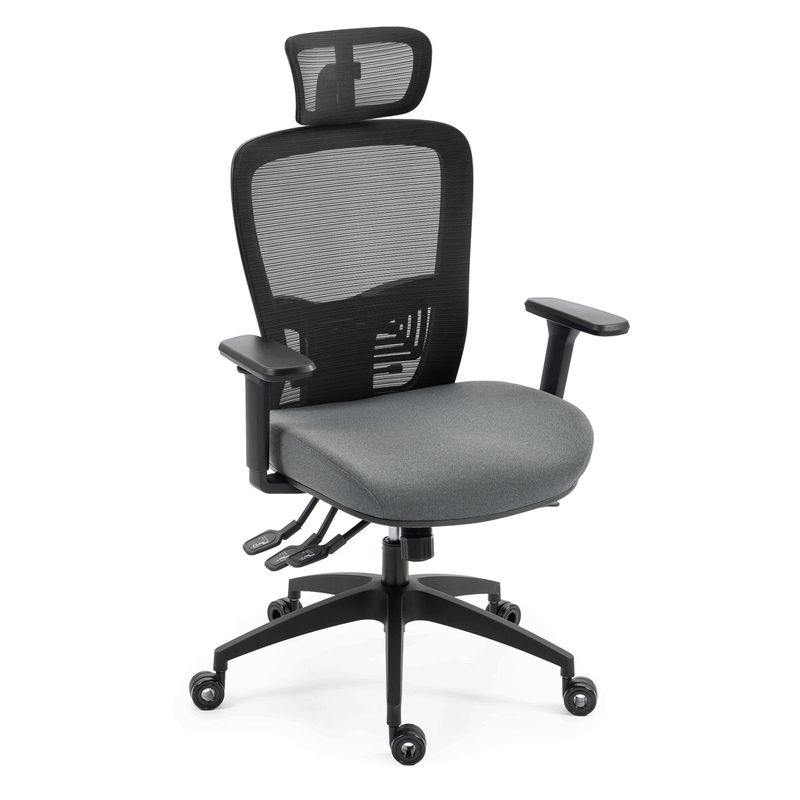 Ergonomická kancelárska stolička sivá, sieťované operadlo, 120 kg