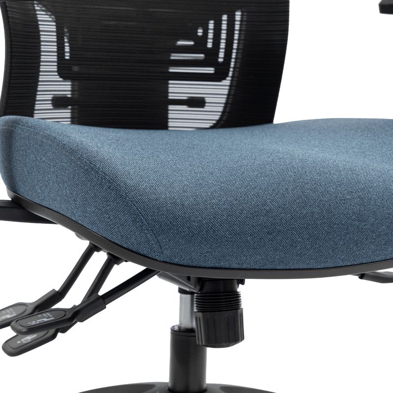 Ergonomická kancelárska stolička modrá, sieťované operadlo, 120 kg