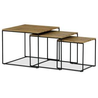 Set 3 ks odkladacích stolíkov, MDF doska, dekor orech