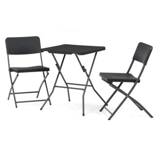 Záhradný set 1+2, plastový, sivý