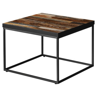 Konferenčný stolík 60x60cm, MDF old wood, čierna podnož