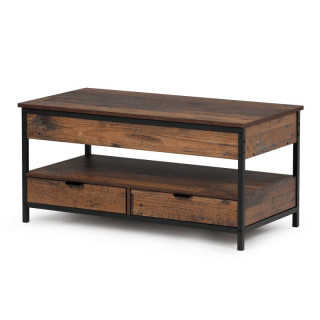 Konferenčný stolík, 100x50cm, MDF old wood, nohy čierny kov