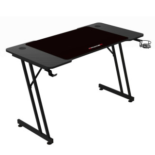 Moderný herný stôl 120x60, čierny carbon s kovovou podnožou