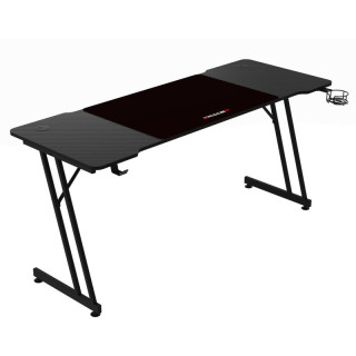 Moderný herný stôl 160x60, čierny carbon s kovovou podnožou