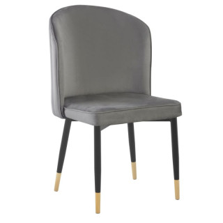 Elegantná jedálenská stolička sivá Velvet látka-čierna