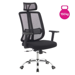 Ergonomické kancelárske kreslo čierne so sieťovinou a chrómovou podstavou