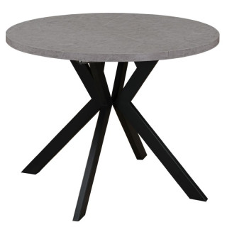 Okrúhly jedálenský rozkladací stôl, 100cm, betón svetlý, čierny